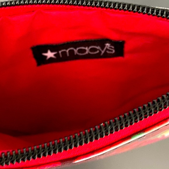 Macy’s Clinique mini lipstick makeup bag pouch floral fabric plastic NWT - Picture 3 of 5